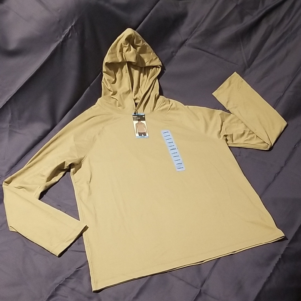 GAP Fit NEW Large Tan Active Hoodie Long Sleeve Pullover
